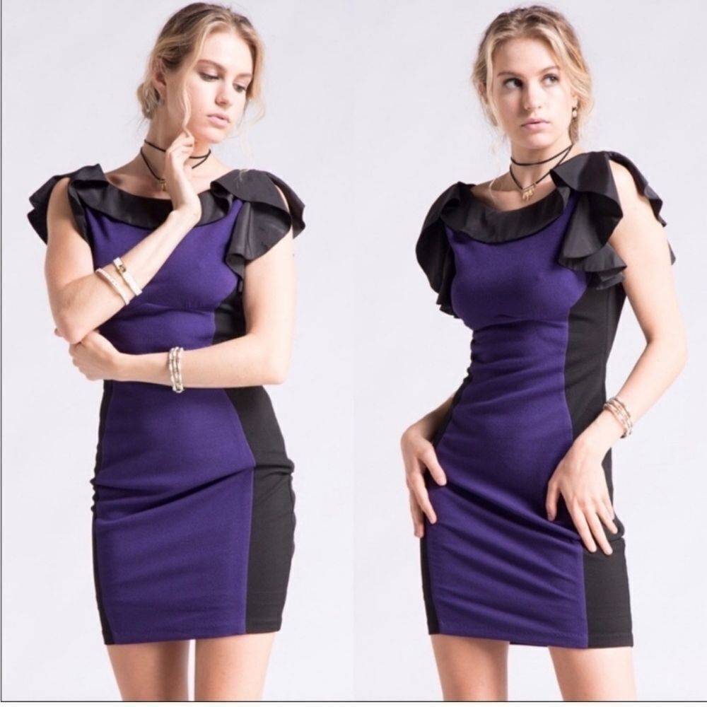 Fashionomics Bodycon Dress is Black and Purple...THIS DRESS IS 🔥 NWT